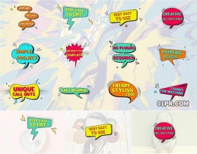 Pr字幕模板 12组POP波普卡通漫画呼出指示标题动画文字 Pr素材
